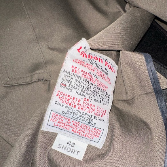 London fog double breasted khaki green trench with belt-42s - Picture 7 of 9